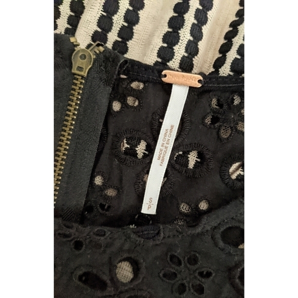 Free People Molly's Retro Eyelet Peplum Stripe Top - Picture 6 of 8